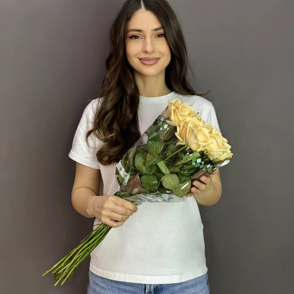 Пачка (15 штук) роз 40 см, Пич Аваланж