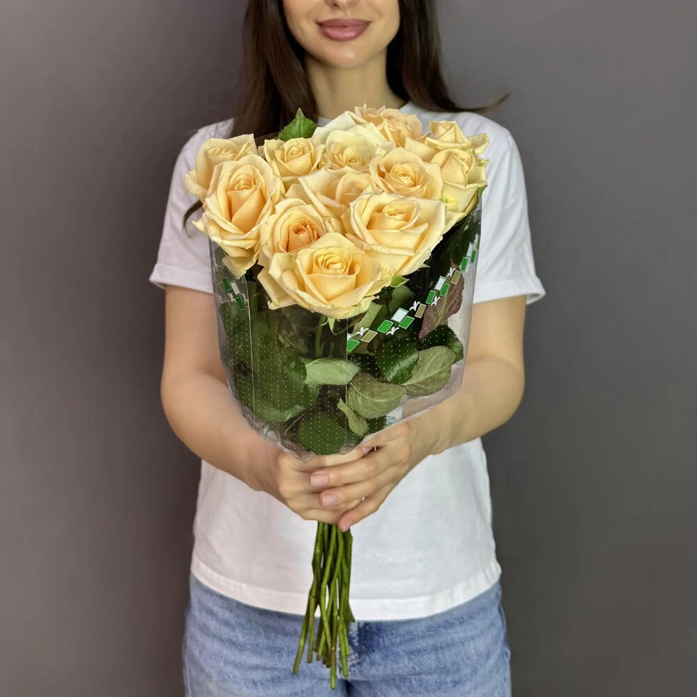 Пачка (15 штук) роз 40 см, Пич Аваланж